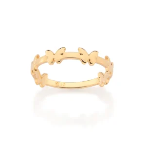 ANEL SKINNY BORBOLETAS BANHADO A OURO 18K TAM 20 513484