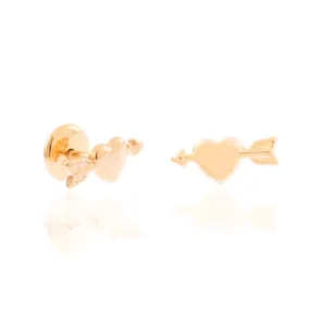 BRINCO BANHADO A OURO 18K CORAÇÃO COM FLEXA - TAM.ÚNICO 522150