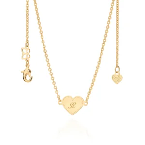 GARGANTILHA CORAÇÃO COM LETRA BANHADA A OURO 18K-LETRA R - TAM.50 532378