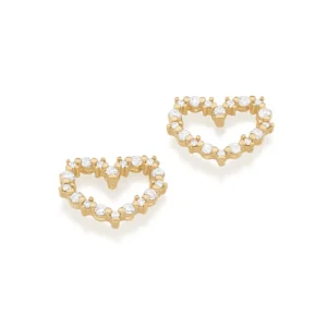 BRINCO BANHADO A OURO 18K CORAÇÃO COM ZIRCÔNIAS - TAM.ÚNICO 526322
