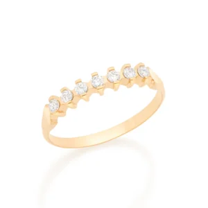 MEIA ALIANÇA BANHADA A OURO 18K COM ZIRCÔNIAS TAM 22 512867