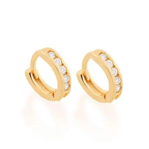 BRINCO ARGOLA BANHADO A OURO 18K COM ZIRCÔNIAS - TAM.ÚNICO 523214