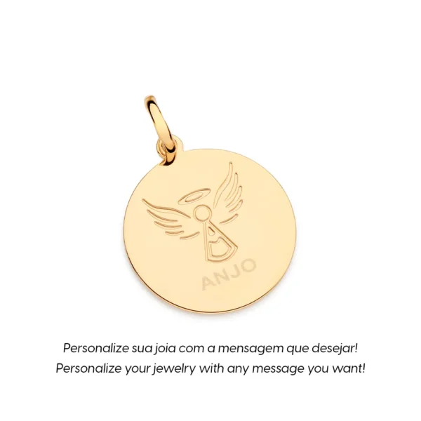 MEDALHA ANJO PERSONALIZÁVEL BANHADA A OURO 18K - TAM.ÚNICO 542816