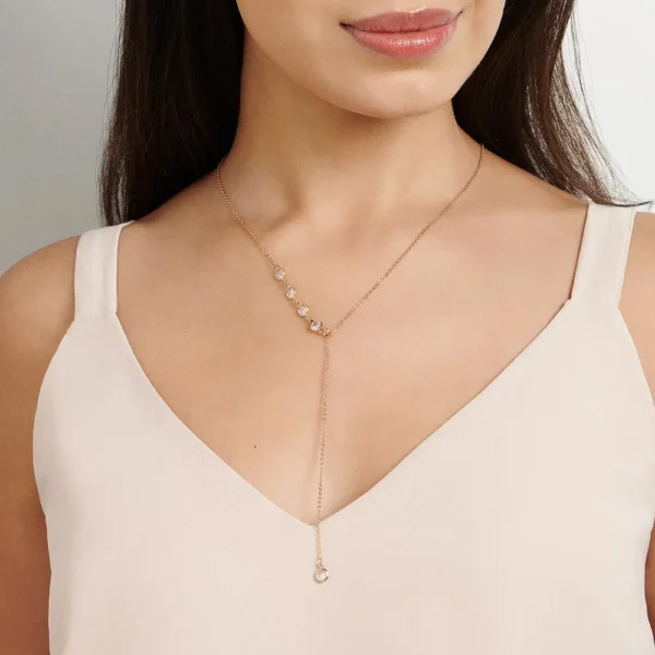 GARGANTILHA GRAVATA AJUSTÁVEL BANHADA A OURO 18K COM ZIRCÔNIAS - TAM.70 532185 - Image 2