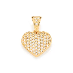 PINGENTE BANHADO A OURO 18K CORAÇÃO COM ZIRCÔNIAS - TAM.ÚNICO 541515