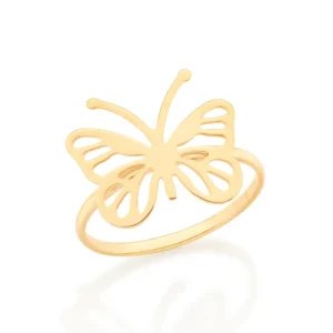 ANEL BORBOLETA BANHADO A OURO 18K 513051 TAM 18