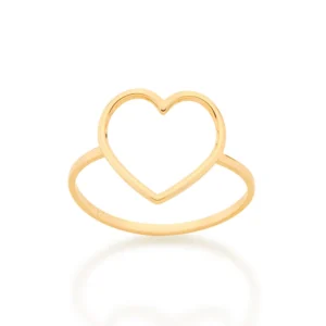 ANEL SKINNY CORAÇÃO BANHADO A OURO 18K TAM 20 512981