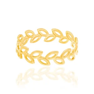 ANEL BANHADO A OURO 18K FORMADO POR FOLHAS 512710