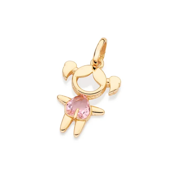 PINGENTE MENINA BANHADO A OURO 18K COM CRISTAL - TAM.ÚNICO 542880