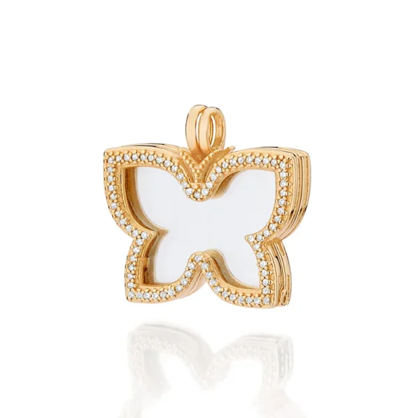 MAXI PINGENTE AMORES GUARDADOS BANHADO A OURO 18K COM ZIRCÔNIAS E ACRÍLICO - TAM.ÚNICO 542876