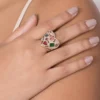 MAXI ANEL CORAÇÃO DE RETALHOS BANHADO A OURO 18K COM ZIRCÔNIAS E CRISTAIS 513569 - Imagem 3