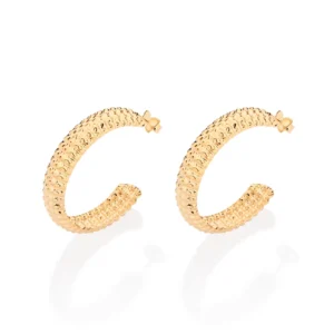 BRINCO MEIA ARGOLA TEXTURIZADO BANHADO A OURO 18K - TAM.ÚNICO 527426