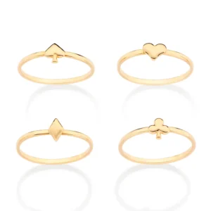 KIT ANEIS SKINNY NAIPES DE BARALHO BANHADO A OURO 18K 513541