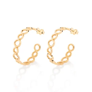 BRINCO MEIA ARGOLA CÍRCULOS BANHADO A OURO 18K - TAM.ÚNICO 527427