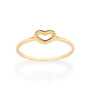 ANEL SKINNY CORAÇÃO BANHADO A OURO 18K TAM 14 513065