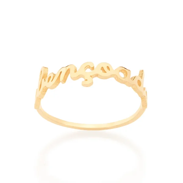 ANEL SKINNY RING BANHADO A OURO 18K COM ESCRITA ABENÇOADA TAM 16 512554