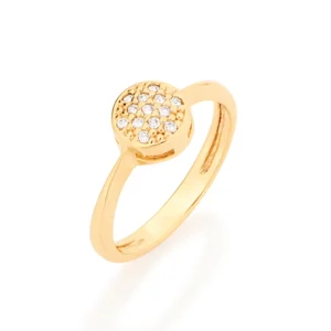 ANEL BANHADO A OURO 18K COM ZIRCÔNIAS TAM 20 511384