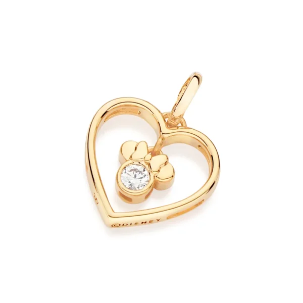 PINGENTE MINNIE CORAÇÃO BANHADO A OURO 18K COM ZIRCÔNIA - TAM.ÚNICO 542840