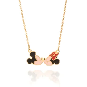 GARGANTILHA MICKEY E MINNIE BANHADA A OURO 18K COM APLICAÇÃO DE RESINA - TAM.50 532525