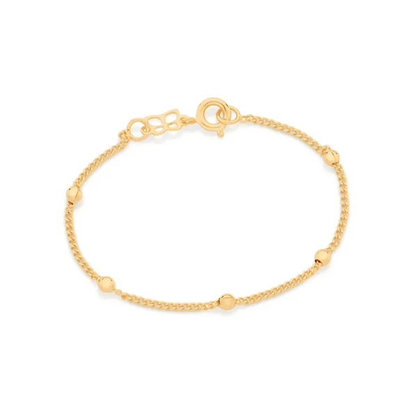 PULSEIRA BANHADA A OURO 18K INFANTIL COM BOLAS - TAM.14