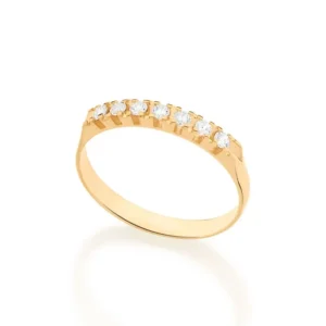 MEIA ALIANÇA BANHADA A OURO 18K COM ZIRCÔNIAS TAM 24 512909