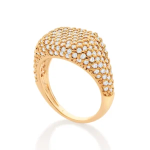 ANEL BANHADO A OURO 18K COM ZIRCÔNIAS TAM 14