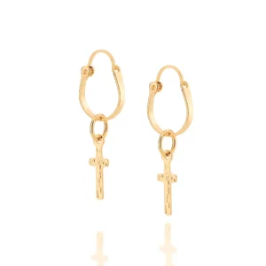 BRINCO ARGOLA CRUZ BANHADO A OURO 18K - TAM.ÚNICO 520404