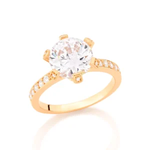 ANEL BANHADO A OURO 18K COM ZIRCÔNIAS TAM 16