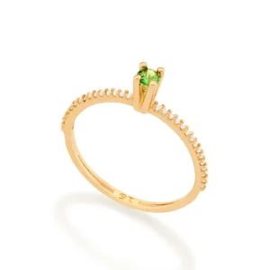 ANEL SOLITÁRIO BANHADO A OURO 18K COM ZIRCÔNIAS TAM 14 512902