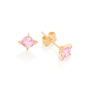 BRINCO SOLITÁRIO BANHADO A OURO 18K COM ZIRCÔNIAS - TAM.ÚNICO 526095 ROSA
