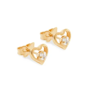 BRINCO SOLITÁRIO BANHADO A OURO 18K CORAÇÃO COM CRISTAIS - TAM.ÚNICO 522541