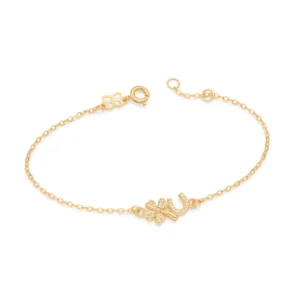 PULSEIRA TREVO DE QUATRO FOLHAS E FERRADURA BANHADA A OURO 18K COM ZIRCÔNIAS 552235