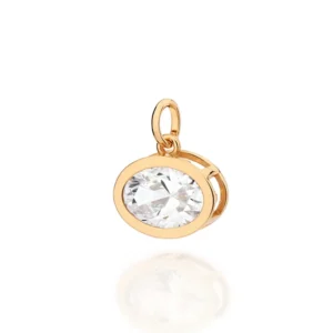 PINGENTE OVAL BANHADO A OURO 18K COM ZIRCÔNIA 542987