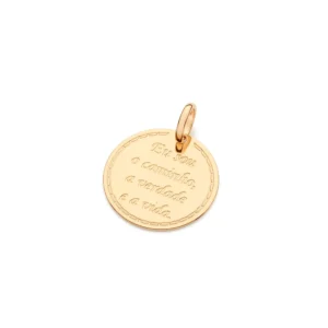 PINGENTE EU SOU O CAMINHO, A VERDADE E A VIDA BANHADO A OURO 18K 542969
