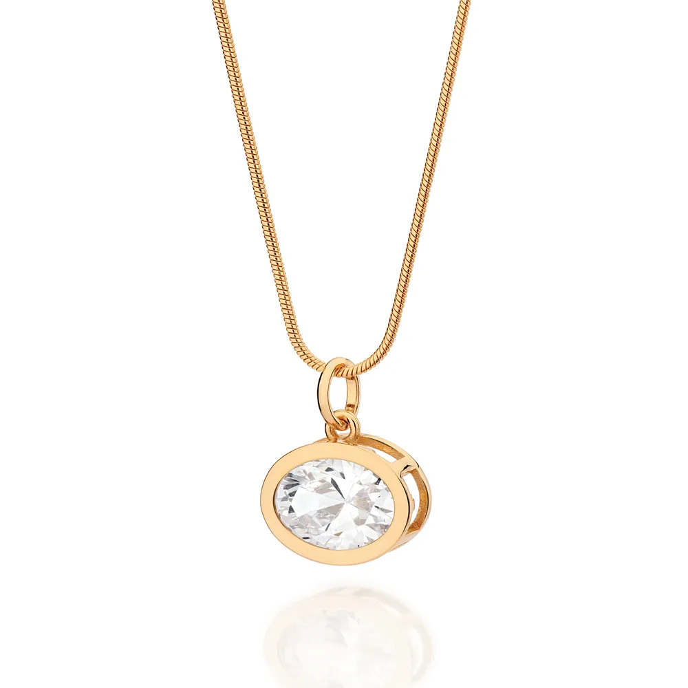 PINGENTE OVAL BANHADO A OURO 18K COM ZIRCÔNIA 542987 - Imagem 2