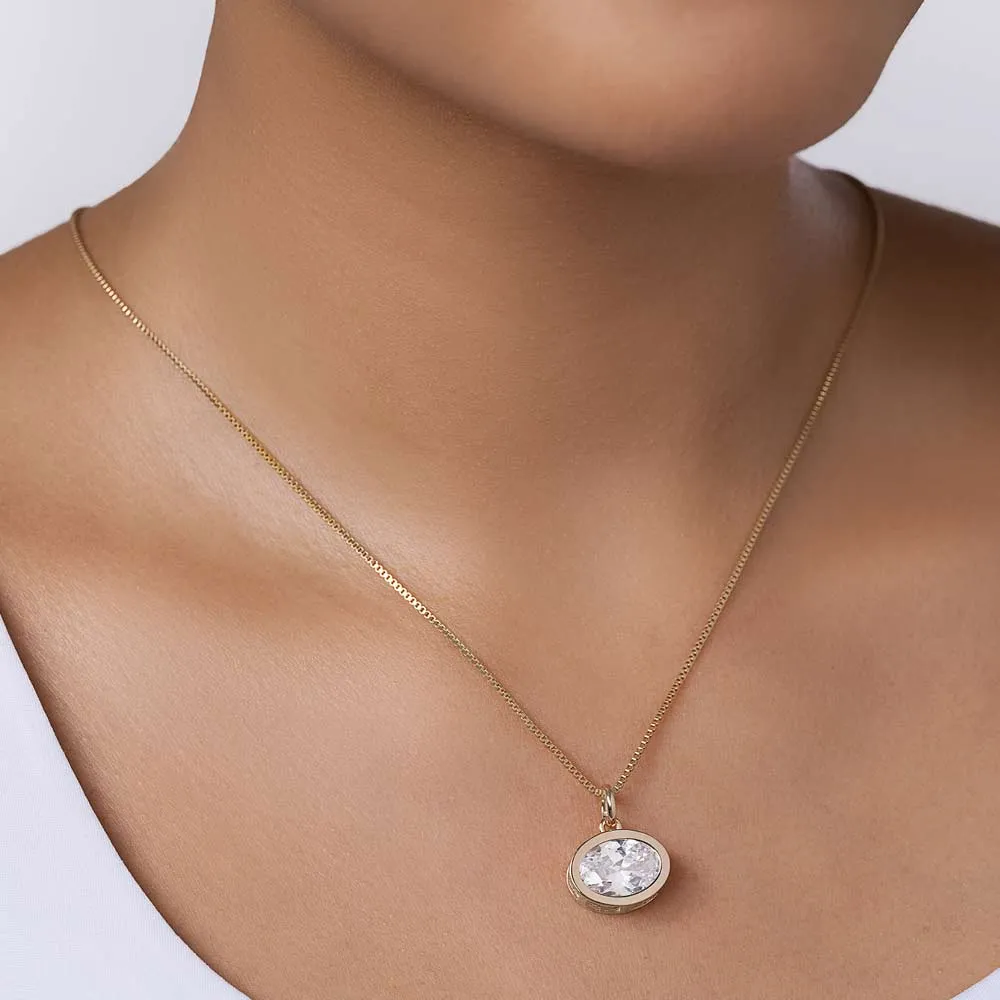 PINGENTE OVAL BANHADO A OURO 18K COM ZIRCÔNIA 542987 - Imagem 3