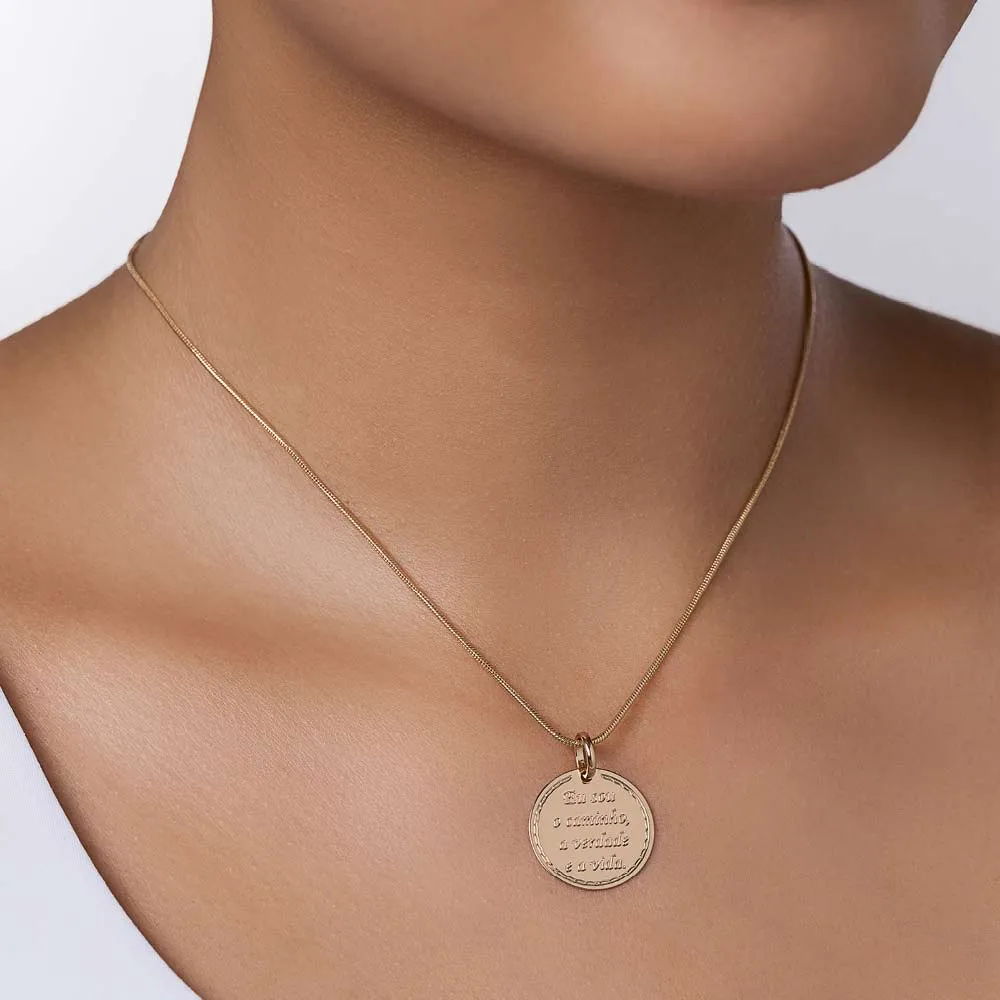 PINGENTE EU SOU O CAMINHO, A VERDADE E A VIDA BANHADO A OURO 18K 542969 - Imagem 3