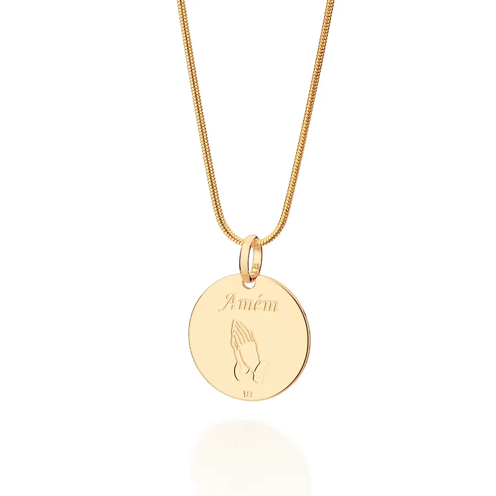 PINGENTE EU SOU O CAMINHO, A VERDADE E A VIDA BANHADO A OURO 18K 542969 - Imagem 4