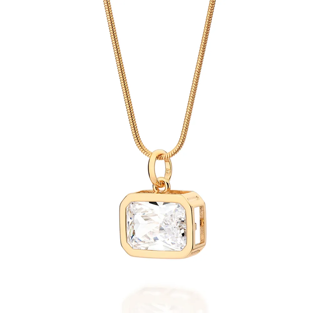 PINGENTE OCTAGONAL BANHADO A OURO 18K COM ZIRCÔNIA 542993 - Imagem 2