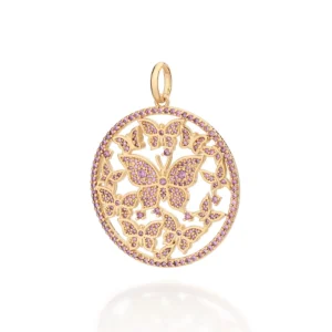 MAXI PINGENTE BORBOLETAS BANHADO A OURO 18K COM ZIRCÔNIAS 542980