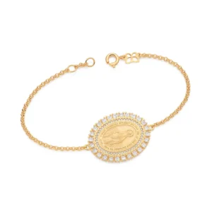 PULSEIRA NOSSA SENHORA DAS GRAÇAS BANHADA A OURO 18K COM ZIRCÔNIAS 552241
