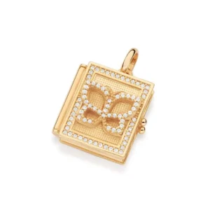 PINGENTE LIVRO RELICÁRIO ROMMANEL 40 ANOS BANHADO A OURO 18K COM ZIRCÔNIAS 542981