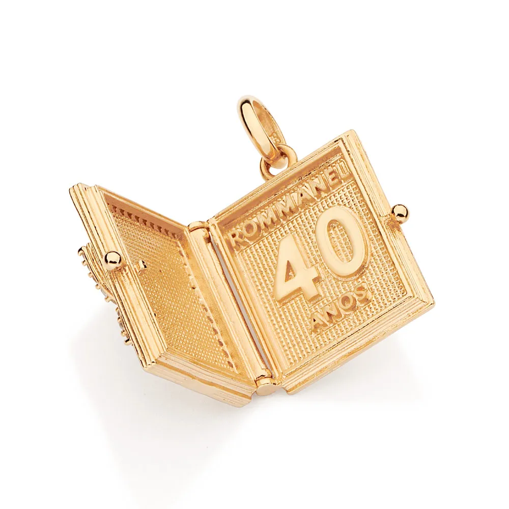PINGENTE LIVRO RELICÁRIO ROMMANEL 40 ANOS BANHADO A OURO 18K COM ZIRCÔNIAS 542981 - Imagem 2