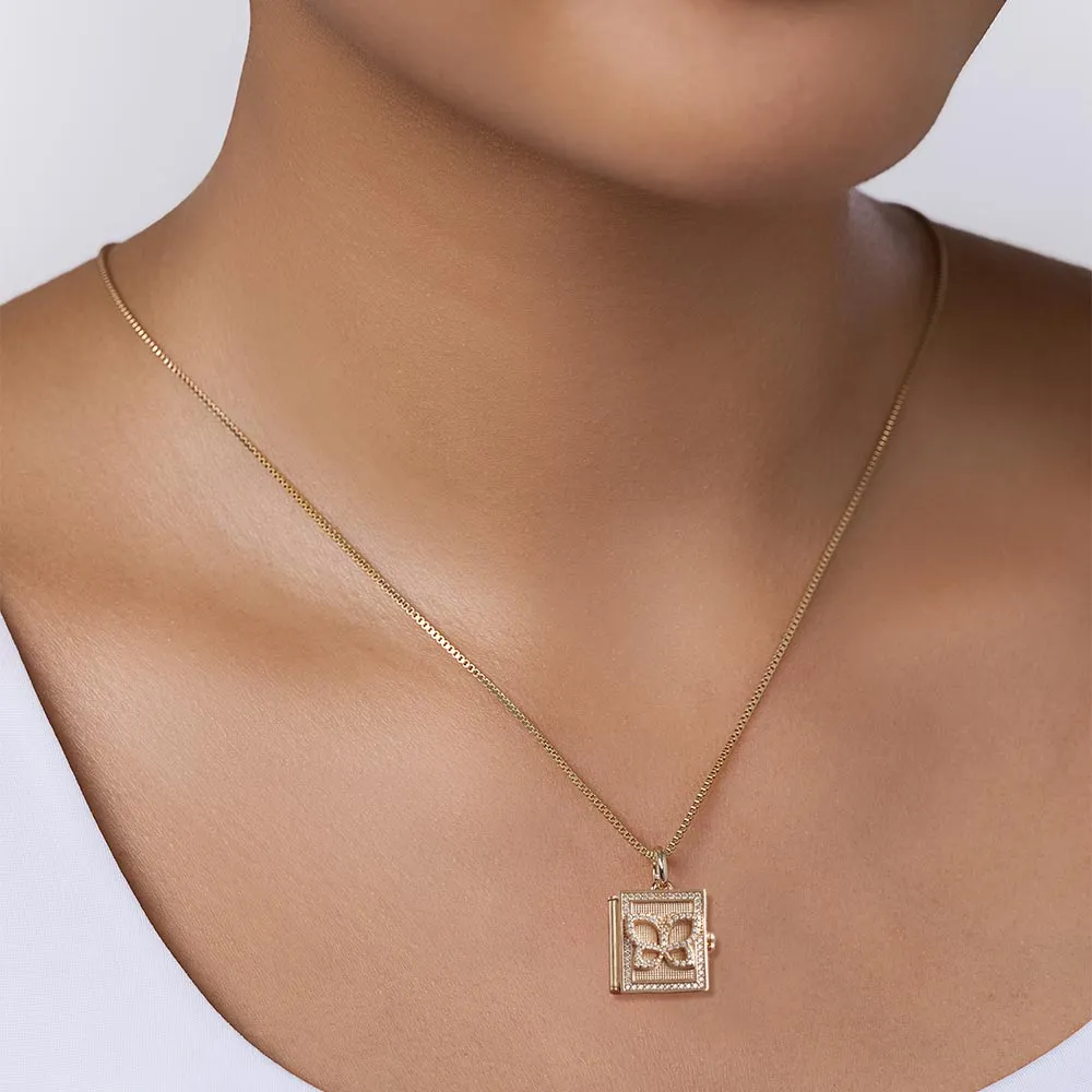 PINGENTE LIVRO RELICÁRIO ROMMANEL 40 ANOS BANHADO A OURO 18K COM ZIRCÔNIAS 542981 - Imagem 3