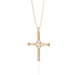 PINGENTE CRUZ BANHADO A OURO 18K COM ZIRCÔNIA 542983