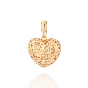 MAXI PINGENTE CORAÇÃO ABAULADO COM ELEMENTOS BANHADO A OURO 18K 542989